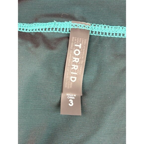 *New Torrid 2 Pc Swimsuit Womens Plus 3 Green High Neck Henley Top Cheeky Brief - Picture 7 of 13